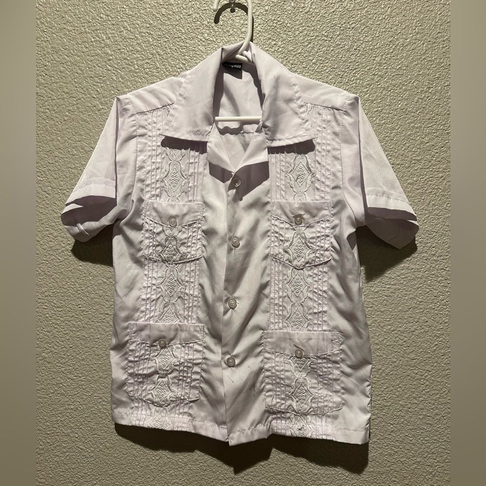 No Brand Hispanic White Guayabera Boys Shirt Size 4